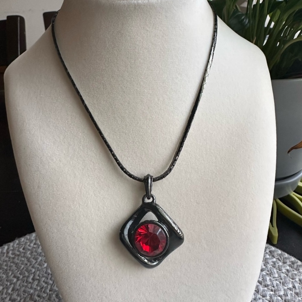 Yves Saint Laurent Red and Black Statement Necklace